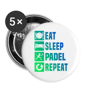 Gift idea for padel balls fans with padel rules - Buttons large 2.2''/56 mm (5-pack) - white - Front
