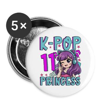 K-Pop Princess Age 11 Years Old Birthday - Buttons large 2.2''/56 mm (5-pack) - white - Front
