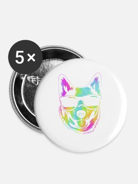 Australian Cattle Dog - Buttons groß 56 mm (5er Pack) - Weiß