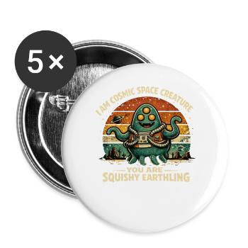 Cosmic Space Creature Alien Retro Design - Buttons groß 56 mm (5er Pack) - Weiß - Vorne