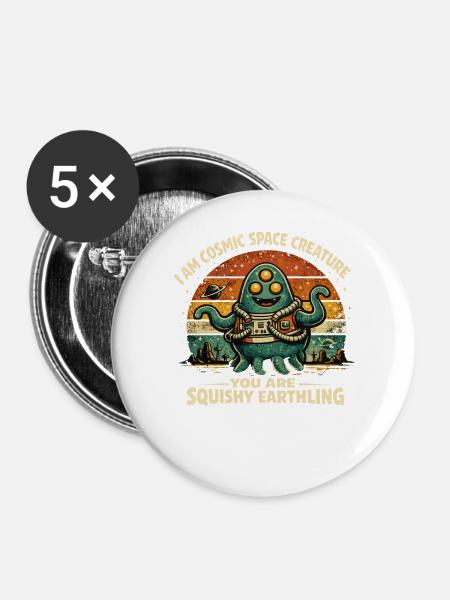 Cosmic Space Creature Alien Retro Design - Buttons groß 56 mm (5er Pack) - Weiß