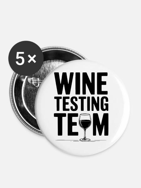 Weintestteam - Buttons groß 56 mm (5er Pack) - Weiß