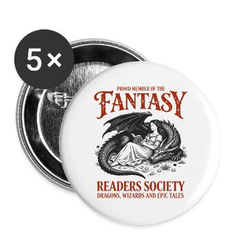 Fantasy Readers, Guild, Dragons & Spells Books - Buttons large 2.2''/56 mm (5-pack) - white - Front