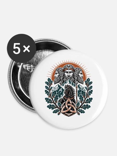 Triglav Pferdeemblem - Buttons groß 56 mm (5er Pack) - Weiß