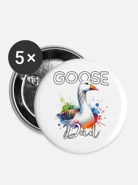 Gans Papa - Buttons groß 56 mm (5er Pack) - Weiß