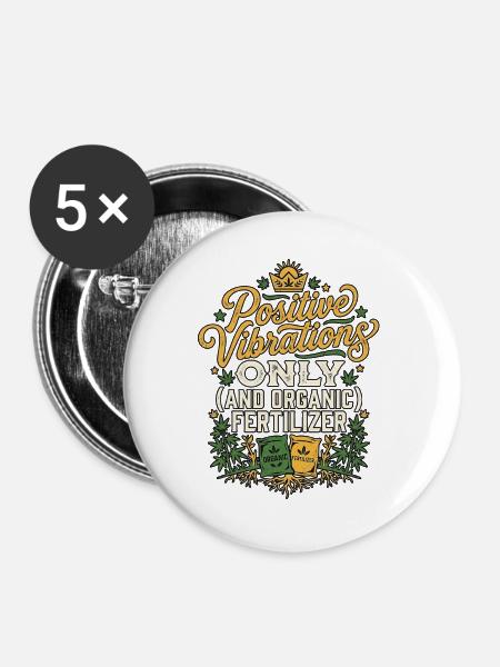 Positive Gardening - Buttons groß 56 mm (5er Pack) - Weiß