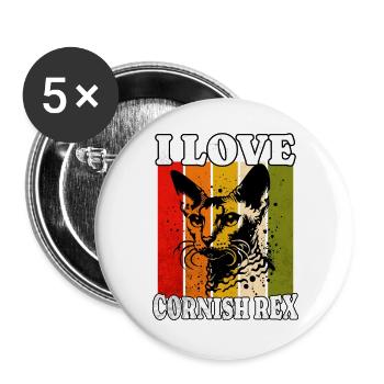I Love Cornish Rex - Buttons groß 56 mm (5er Pack) - Weiß - Vorne