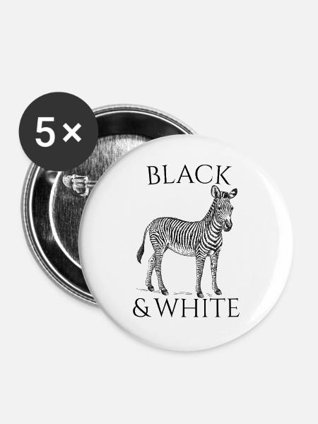 Black & White Vector Zebra – Tierdesign - Buttons groß 56 mm (5er Pack) - Weiß