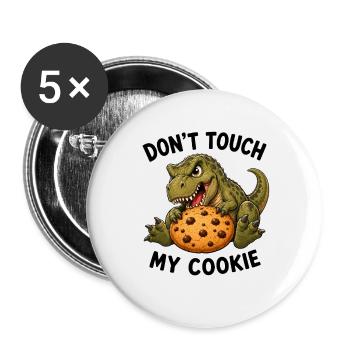 Cute Dinosaur T-Rex Cookie Cookie Saying - Buttons large 2.2''/56 mm (5-pack) - white - Front