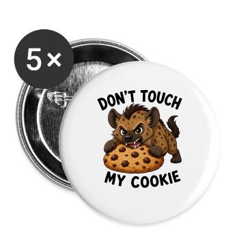 Cute Hyena Cartoon Cookie Don't Touch My Cookie - Buttons large 2.2''/56 mm (5-pack) - white - Front