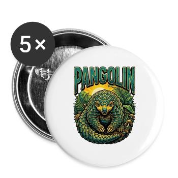 Pangolin Retro Vintage - Buttons large 2.2''/56 mm (5-pack) - white - Front