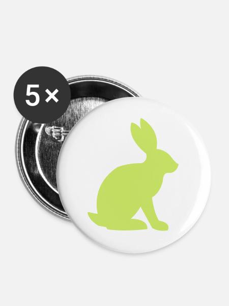 Hase Silhouette - Buttons groß 56 mm (5er Pack) - Weiß