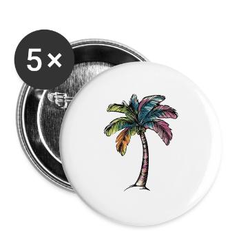 Palm Tree Beach - Buttons large 2.2''/56 mm (5-pack) - white - Front
