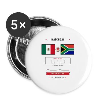  Mexico vs South Africa Football Score Card - Lot de 5 grands badges (56 mm) - blanc - Devant