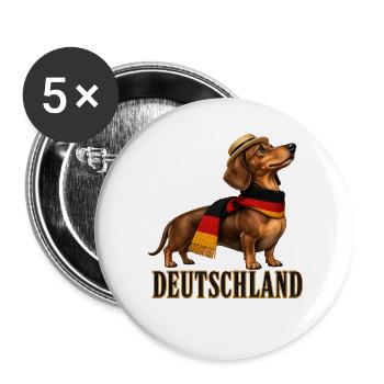 Dackel im Deutschland-Style - Buttons groß 56 mm (5er Pack) - Weiß - Vorne