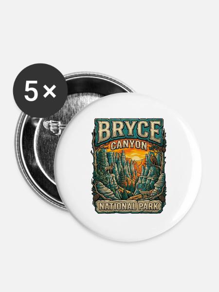 Bryce Canyon National Park - Buttons groß 56 mm (5er Pack) - Weiß