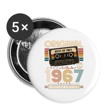 59th Birthday Gift Man Cassette Best of 1967 - Buttons large 2.2''/56 mm (5-pack) - white - Front