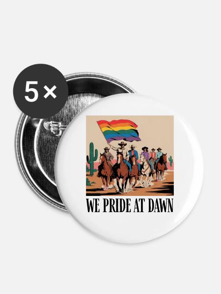 Pride Cowboy Rodeo Parade - Buttons groß 56 mm (5er Pack) - Weiß