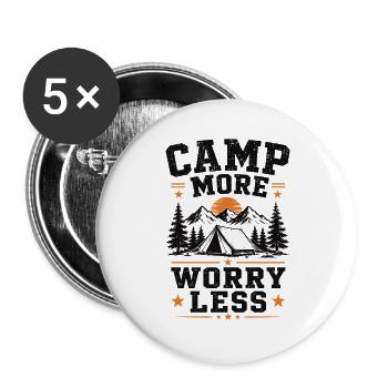 Camp More Worry Less Shirt - Buttons groß 56 mm (5er Pack) - Weiß - Vorne