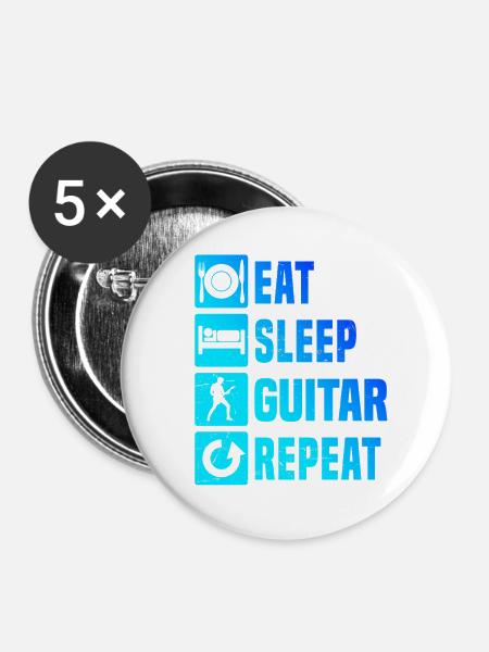 Geschenkidee für einen Guitar-Player mit E-Gitarre - Buttons groß 56 mm (5er Pack) - Weiß
