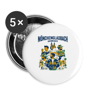 Mönchengladbach Germany Local People And City - Buttons groß 56 mm (5er Pack) - Weiß - Vorne