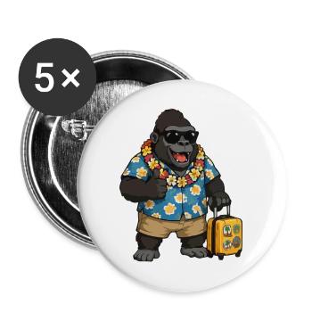 Urlaubs Gorilla Hawaii Hemd - Buttons groß 56 mm (5er Pack) - Weiß - Vorne