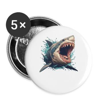Great White Shark Great White Shark - Buttons large 2.2''/56 mm (5-pack) - white - Front
