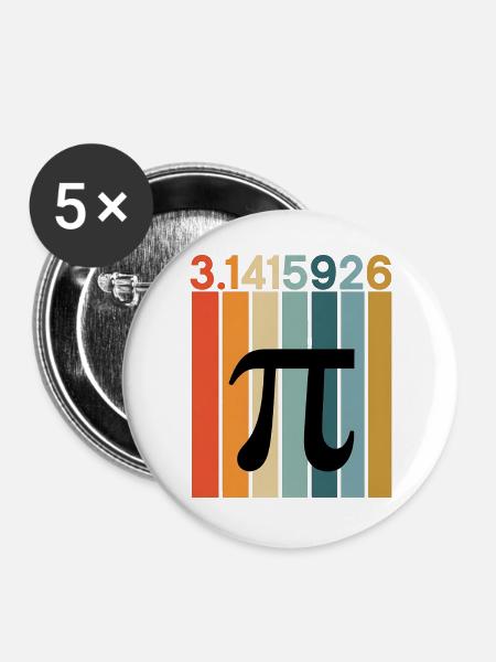 Pi Day Math Numbers - Buttons groß 56 mm (5er Pack) - Weiß
