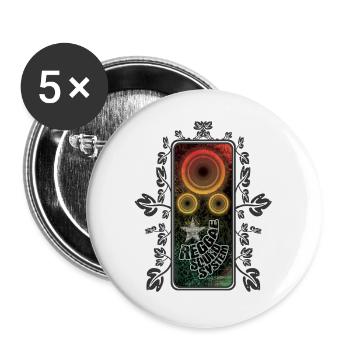 Reggae Sound System Glow - Buttons large 2.2''/56 mm (5-pack) - white - Front