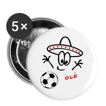 Sombrero Fußball  - Buttons groß 56 mm (5er Pack) - Weiß - Vorne