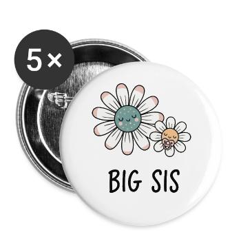 Gender Reveal Baby Shower Big Sis Big Sister Mom - Buttons large 2.2''/56 mm (5-pack) - white - Front
