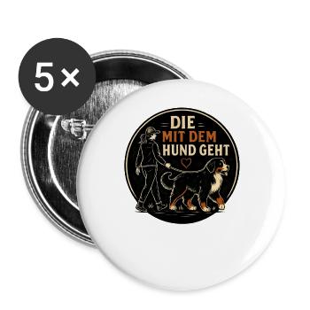 Berner Sennenhund Spruch Hundehalterin Humor - Buttons groß 56 mm (5er Pack) - Weiß - Vorne