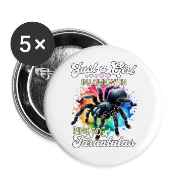 Girl Pinktoe Rosaffoot Tarantula - Buttons large 2.2''/56 mm (5-pack) - white - Front