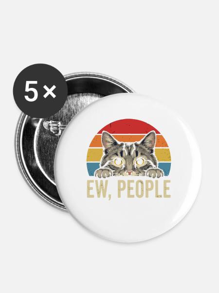 Katzenblick Retro Sonnenuntergang - Buttons groß 56 mm (5er Pack) - Weiß