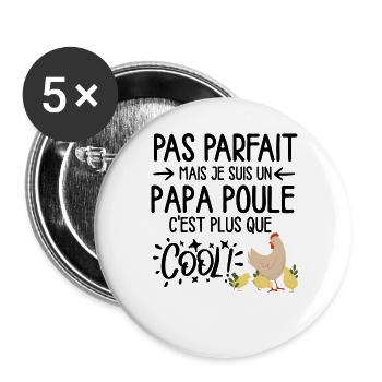 Poulet et poussins pastel - Lot de 5 grands badges (56 mm) - blanc - Devant