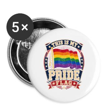 Mein Pride Flaggen-Design - Buttons groß 56 mm (5er Pack) - Weiß - Vorne