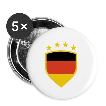 Deutsches Wappen mit Flaggenfarben - Buttons groß 56 mm (5er Pack) - Weiß - Vorne