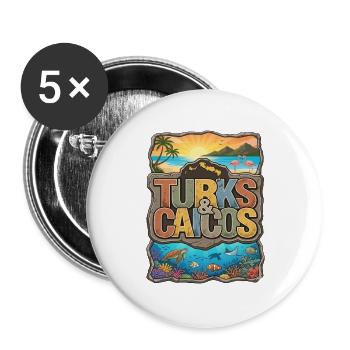 Souvenir des îles Turques-et-Caïques - Lot de 5 grands badges (56 mm) - blanc - Devant