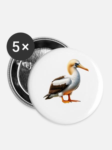 Nazca Tölpel - Buttons groß 56 mm (5er Pack) - Weiß