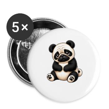 Süßer Panda Cartoon Treu Liebevoll Tierschutz - Buttons groß 56 mm (5er Pack) - Weiß - Vorne