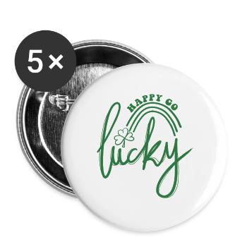 Lucky Script Kleeblatt-Regenbogen - Buttons groß 56 mm (5er Pack) - Weiß - Vorne