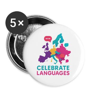 Celebrating Europe's colourful linguistic diversity - Buttons large 2.2''/56 mm (5-pack) - white - Front