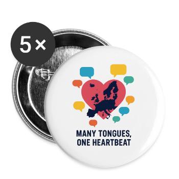 Multilingual hearts of Europe - Buttons large 2.2''/56 mm (5-pack) - white - Front