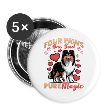 Shetland Sheepdog Sheltie Dog Breed - Buttons large 2.2''/56 mm (5-pack) - white - Front
