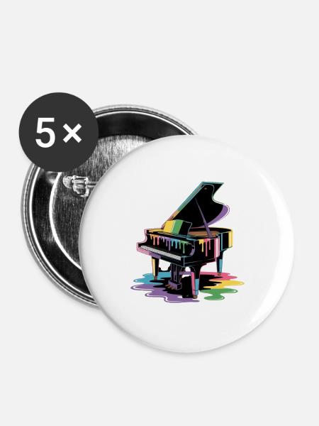 Klavier - Buttons groß 56 mm (5er Pack) - Weiß
