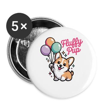 Corgi with balloons gift for corgi fans - Buttons large 2.2''/56 mm (5-pack) - white - Front