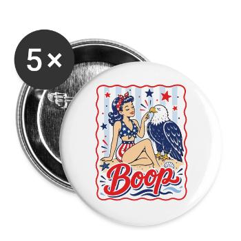 Boop Vintage USA Girl Eagle Patriotic - Buttons large 2.2''/56 mm (5-pack) - white - Front