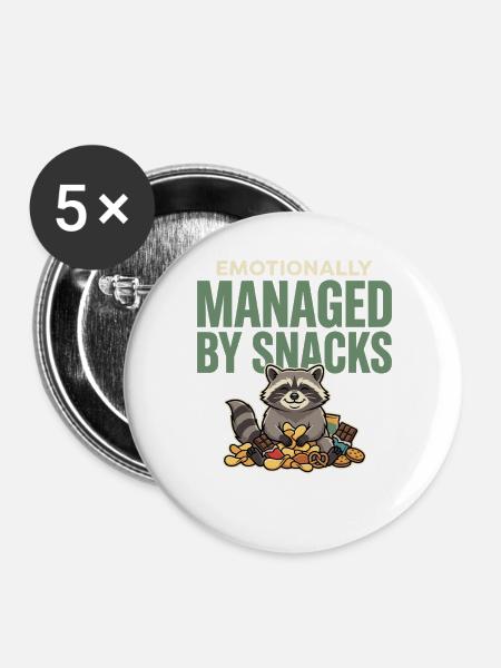 Waschbär Lustiges - Buttons groß 56 mm (5er Pack) - Weiß