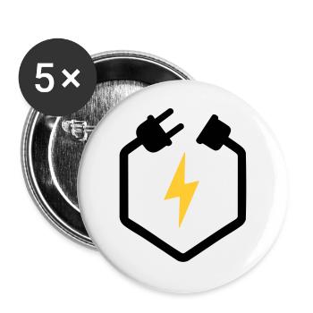 Electrician Plug Power Lightning Logo - Buttons large 2.2''/56 mm (5-pack) - white - Front