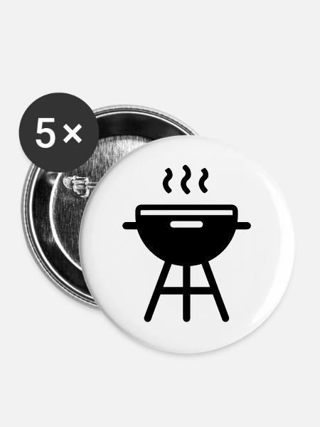 Grillen - Buttons groß 56 mm (5er Pack) - Weiß